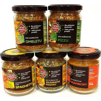 Koření Výhodná sada kořenících směsí bez soli "Bez masa" 5x75 g, Cretan Farmers