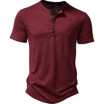 Pánské tričko Pánské tričko s knoflíky u výstřihu Barva: Vínová, Velikost: 3XL