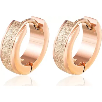 Náušnice Ocelové náušnice - kruhy s pískovaným středem, kloubové, měděná barva