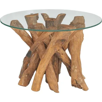 Konferenční stolek vidaXL 243473 60 cm teakové dřevo/sklo