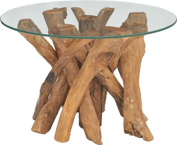 Konferenční stolek vidaXL 243473 60 cm teakové dřevo/sklo
