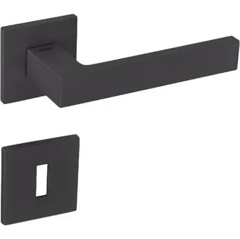 Dveřní kování TI - SQUARE - HR 2275Q 5S rozety WC, klika/klika BS PVD - Černá matná PVD (155)