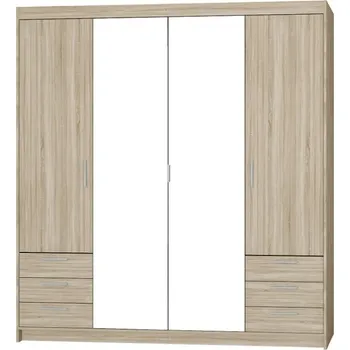 Šatní skříň Skříň TEKEN 4D 6S se zrcadlem, dub sonoma +možnost VÝNOSU + vyzvednutí ZDARMA