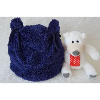 Kojenecká čepice AMÁLKA Chlupatá čepička, tmavě modrá Velikost: 56-62