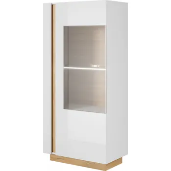 Knihovna ArtLas Vitrína ARTENS 72 s LED | dub grandson/bílý lesk