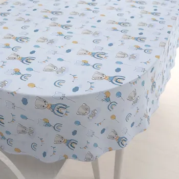 ubrus Dětský bavlněný oválný ubrus Sandra SA-463 Medvídci s balonky na světle modrém 50x100 cm
