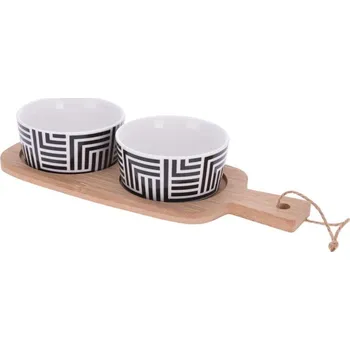 Mat Miska servírovací sada 3díl.(1xbambus.tác 12,5x10cm+2xmiska porc.pr.8,5x4cm BÍ)