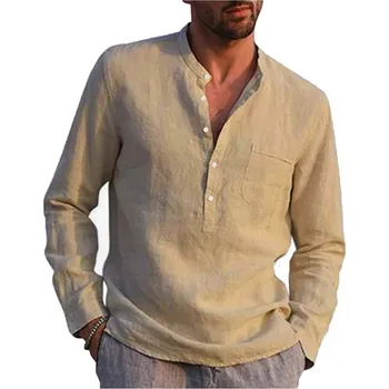 Pánská košile lněného typu Barva: Khaki, Velikost: 3XL