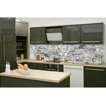 Tapeta DIMEX | Fototapeta do kuchyně Textura zdi KI-260-266 | 260 x 60 cm | šedá + Samolepicí fototapeta za kuchyňskou linku DIMEX Textura zdi v šíři 260 cm