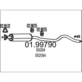 Tlumič výfuku Střední tlumič výfuku MTS 01.99790