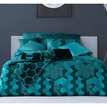 Povlečení Luxusní damaškové povlečení Cyberspace azurově modrá: 140x200cm, 70x90cm