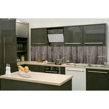 Tapeta DIMEX | Fototapeta do kuchyně Staré dřevěné lamely KI-260-289 | 260 x 60 cm | hnědá, šedá + Samolepicí fototapeta za kuchyňskou linku DIMEX Staré dřevěné lamely v šíři 260 cm