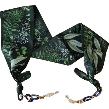 Brýlová obroučka Hedvábný šátek na brýle s řetízkem - Listy