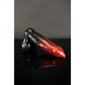Dildo Twisted Beast Mammon Demon Blood (Ombre) Medium, prémiové silikonové dildo 24,8 x 5,1–7,2 cm