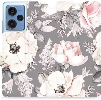 Pouzdro na mobilní telefon Knížkové flip pouzdro Mobiwear - Xiaomi Redmi Note 12 Pro 5G - MX06S Květy na šedém pozadí - VÝPRODEJ (Parádní flip obal, kryt, pouzdro Mobiwear na mobilní telefon Xiaomi Redmi Note 12 Pro 5G / Poco X5 Pro 5G s motivem MX06S Květy na šedém pozadí)