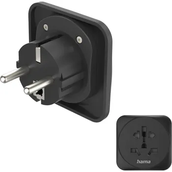 Cestovní adaptér Hama zásuvkový adaptér univerzální do ČR, 3pól., černý