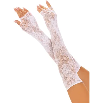 Dámské erotické rukavice Leg Avenue Floral Net Fingerless Gloves 2034 White