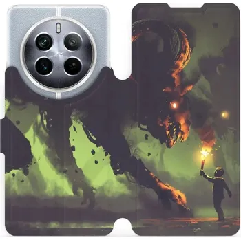 Pouzdro na mobilní telefon Flipové pouzdro Mobiwear - Realme 12 Pro 5G - VA08P Příšera a kluk s pochodní (Knížkové flip pouzdro, obal, kryt na mobil Realme 12 Pro 5G - VA08P Příšera a kluk s pochodní, materiál Umělá kůže + TPU - ochrana 360°, stojánek, silikonová vanička, magnetick