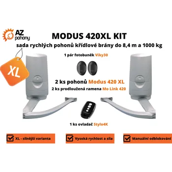Pohon brány Modus420 XLKit - sada rychlých pohonů křídlové brány do 8,4 m - Modus420XLKit - sada rychlých pohonů křídlové brány do 8,4 m