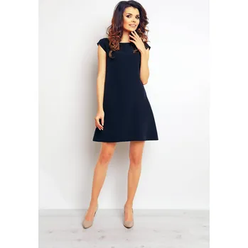 Dámské šaty Šaty áčkové z látky příjemné na dotek M074 Barva: Tmavě Modrá, Velikost: M