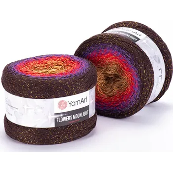 Yarn Art Příze Flowers Moonlight 3265 hnědá, červená, fialová, tmavě hnědá