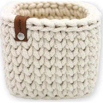 Úložný box Háčkov Háčkovaný košík - Original Barva: Bílá, Průměr dřevěného dna: S - 15 cm