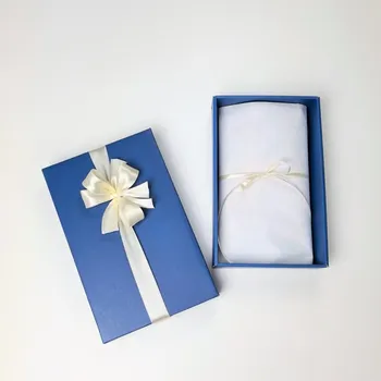 Dárková krabička Tina moda Dárkové balení - modrá krabička & béžová atlasová stuha