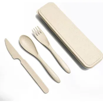 Příbor Sada eco friendly příborů v boxu | Cestovní eko příbory - Khaki