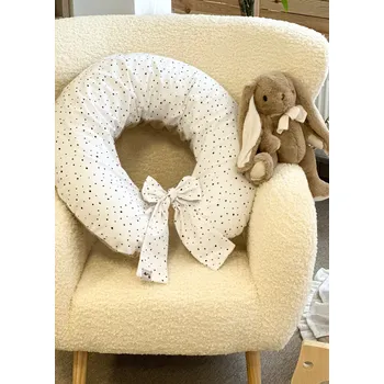 Kojící polštář Kojící/těhotenský polštář - černý puntík s béžovým velvetem