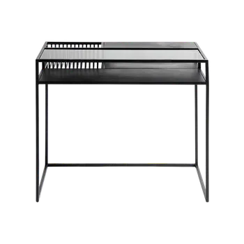 Konferenční stolek Kovový psací stůl se skleněnou deskou Muubs DENVER černý