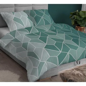 Povlečení Saténové bavlněné povlečení Geometrie zelená