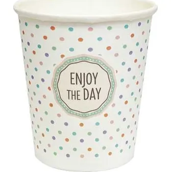 Jednorázové nádobí Kelímek papírový 300 ml, potisk pastel, bílý, 50 ks