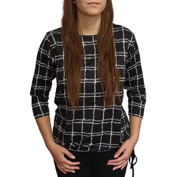 Dámská halenka Halenka Pratto černá s bílými čtverci a mašličkou velikost pratto: 44