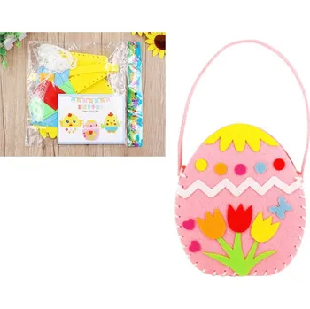 Velikonoční dekorace Ručně vyrobená kreativní sada Udělej si sám! -Velikonoční košík, plstěná taška Vejce 25x14 cm