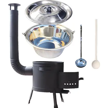 Kempingové nádobí Nerezový kotlík 20 L (1,2 mm) + žáruvzdorná kotlina 42 cm PLUS 600