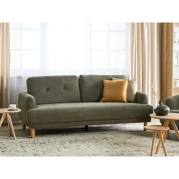 Pohovka Manšestrová pohovka 3místná tmavě zelená čalouněný nábytek do obývacího pokoje retro styl Beliani