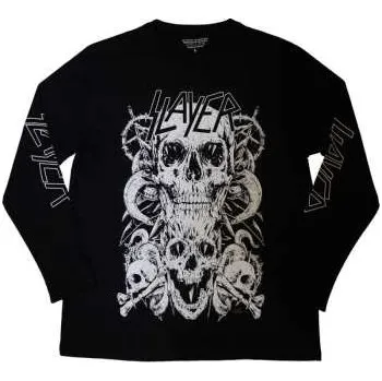 Zahraniční hudba Merch Slayer: Slayer Unisex Long Sleeve T-shirt: White Skulls (sleeve Print) (large) L