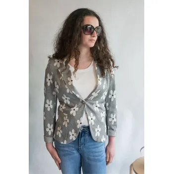 Dámské sako Sako teplákové velký květ 2290 Itálie barva: šedá, velikost: S