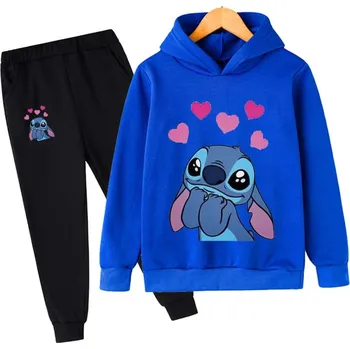 Lilo & Stitch Dětská tepláková souprava s potiskem na motivy oblíbeného seriálu " Lilo & Stitch" - modrá Barva: B, Velikost: 150
