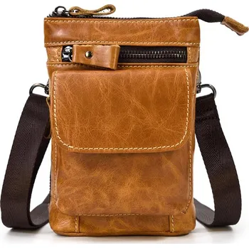 Ledvinka Pánské crossbody pouzdro se zipy Barva (Varianta): žlutá hnědá
