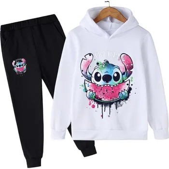 Lilo & Stitch Dětská tepláková souprava s potiskem na motivy oblíbeného seriálu " Lilo & Stitch" - bílá Barva: A, Velikost: 160