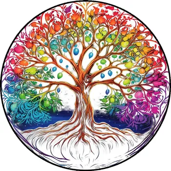 Závěsná kulatá vitráž - Strom života - Moudrost