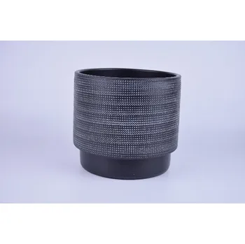Květináč Obal na květináč keramický LEIRIA, pr.20x18cm, černá|BLACK|Ego Dekor