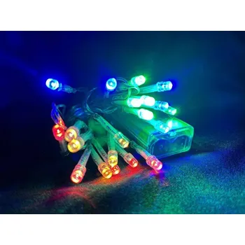 Vánoční dekorace LED světelný řetěz na baterie 2 metry BAREVNÝ