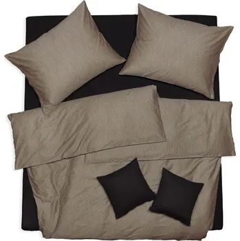 Povlečení SCANquilt povlečení SATÉN PLUS proužky béžovočerná 140 x 200/70 x 90 cm