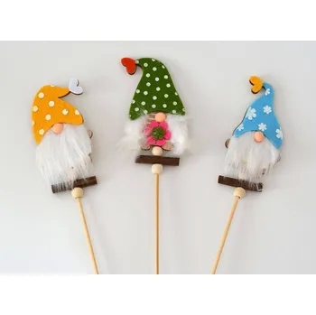 Zápich dřevěné dekorace s filcem - SKŘÍTEK ŽLUTÝ