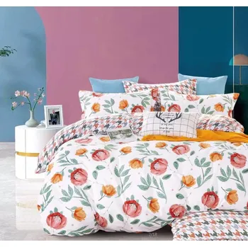 Povlečení Bavlissimo 3-dílné povlečení květy máku bílá 140x200 na jednu postel