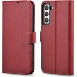 iCarer Haitang Kožené peněženkové pouzdro pro Samsung Galaxy S22+ (S22 Plus) peněženkový kryt červené (AKSM05RD)
