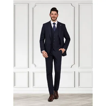 Pánský oblek FERATT Pánský oblek s vestou MERIDA tmavě modrý Velikost: 176/50