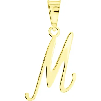 Přívěsek GEMMAX Original – garance kvality Velký zlatý přívěsek Písmeno M - psací – zlatý šperk ryzosti 585/1000 v Dárkovém balení s Certifikátem GUPYN-42211